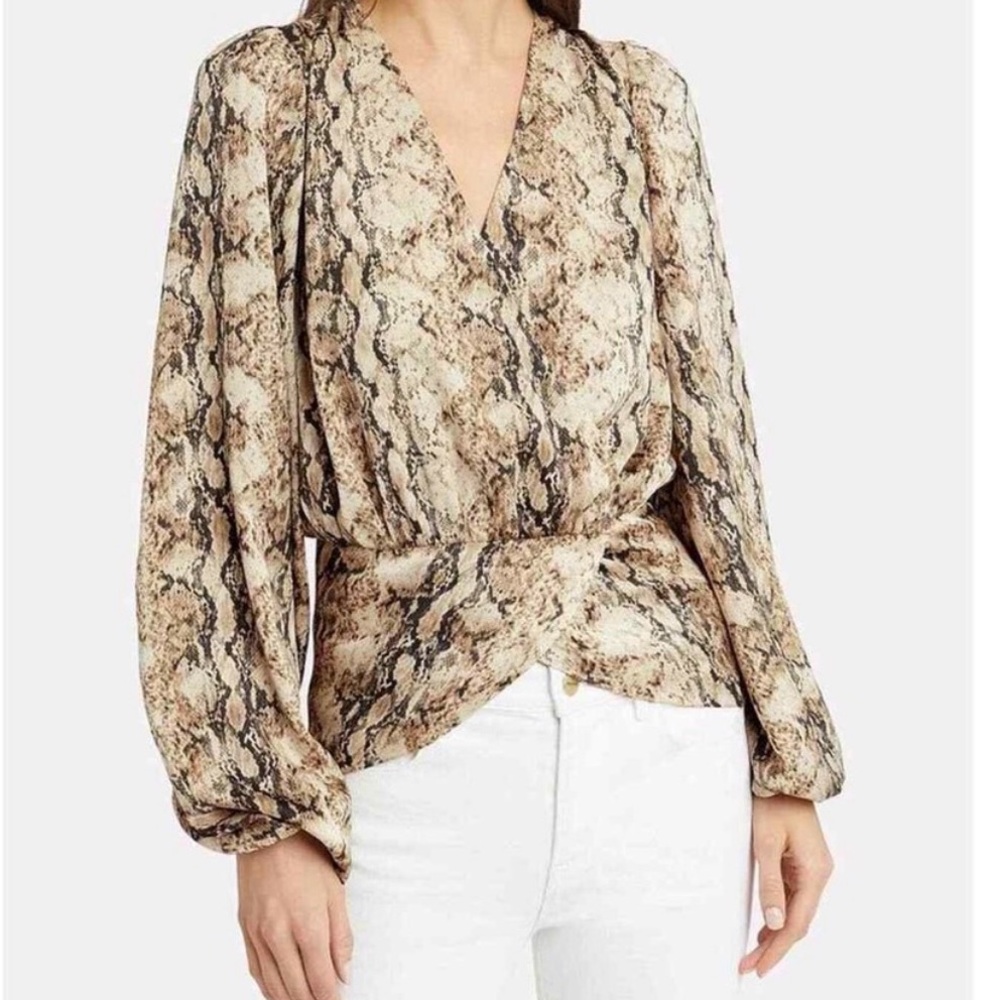 Ronny Kobo Collection Beige Snake Print Blouse